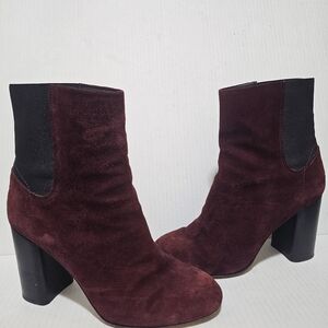 Rag & Bone Agnes Chelsea Suede Ankle Boots Bootie Burgundy Sz 8.5 Round Toe